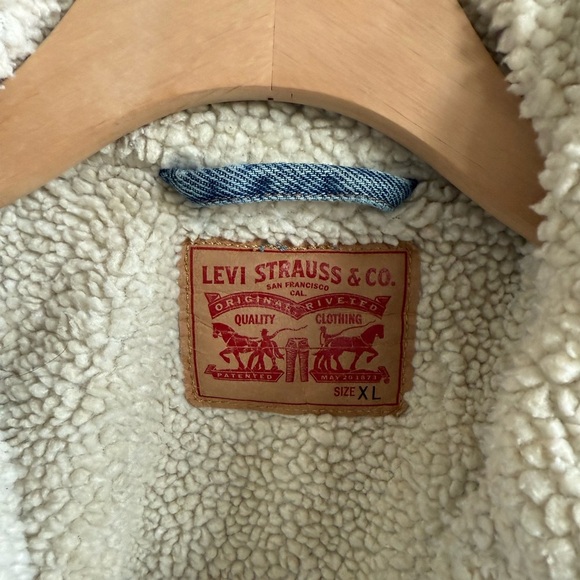 Levi's Blue Denim Sherpa Jacket • Adult S Youth XL - Picture 3 of 7
